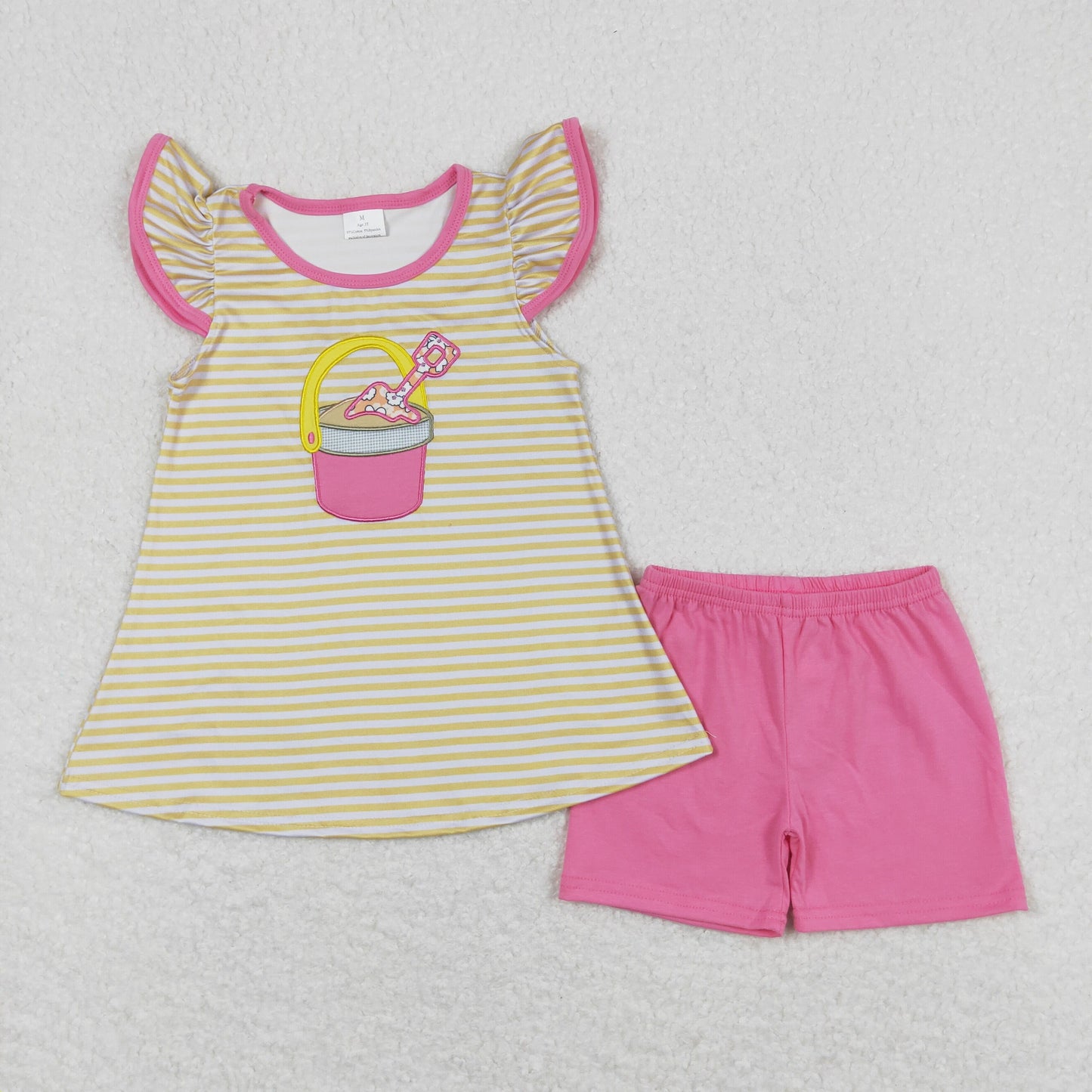 Sibling Baby Girls Embroidery Beach Stripe Tunic Ruffle Shorts Clothes Sets