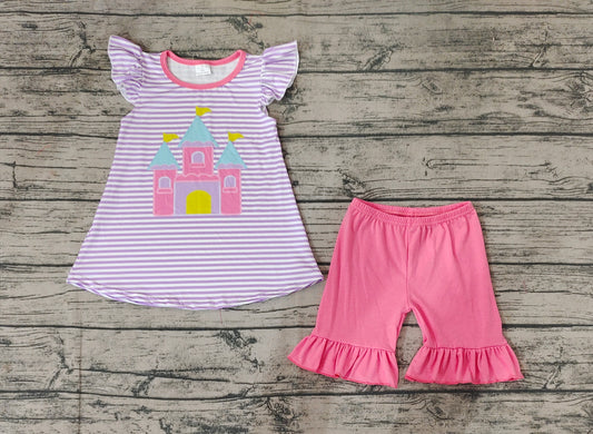 Baby Girls School House Tunic Top Ruffle Shorts Outfits Clothes Sets