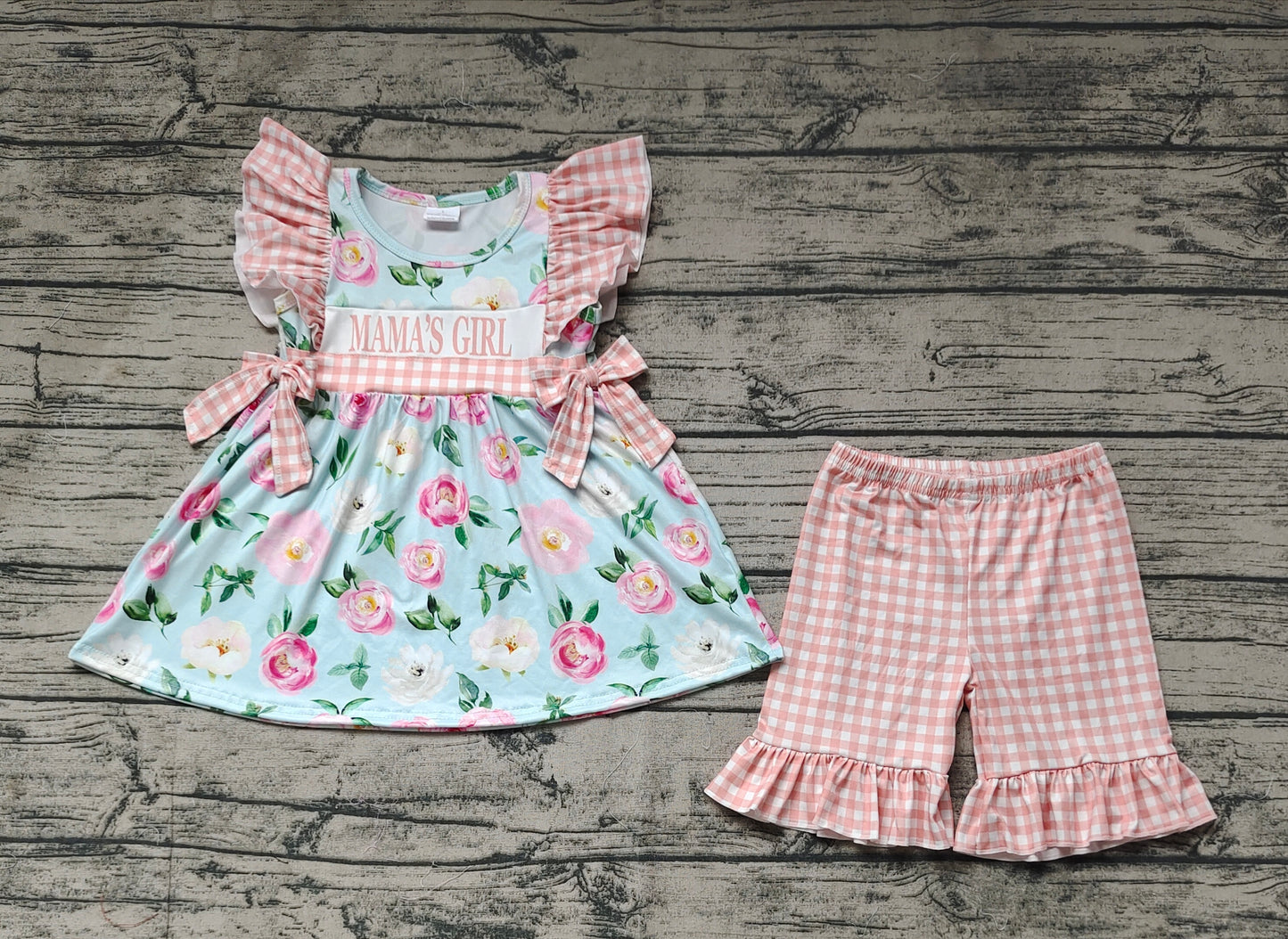 Baby Girls Mama's Girl Flutter Sleeve Tunic Top Ruffle Shorts Clothes Sets