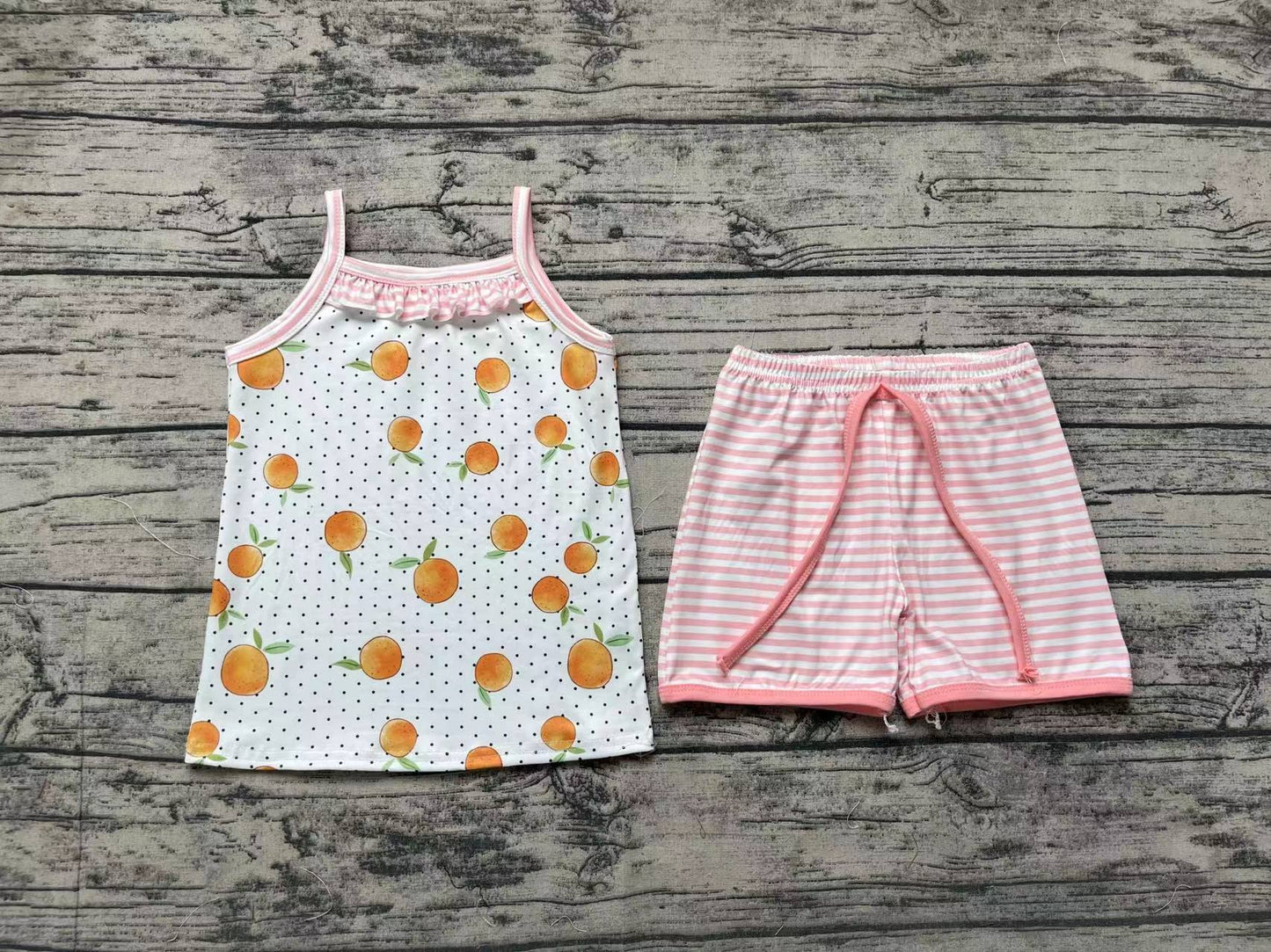 Baby Girls Peach Shirt Top Bow Shorts Clothes Sets