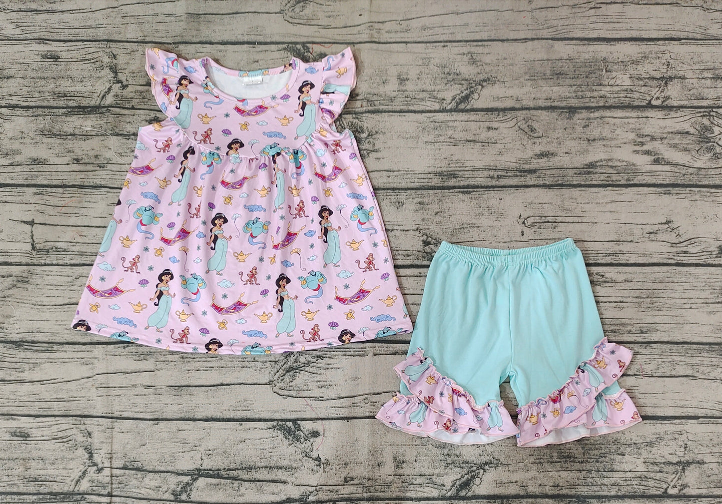 Baby Girls Lavender Princess Tunic Ruffle Shorts Clothes Sets