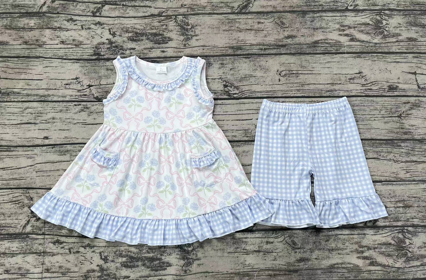 Baby Girls Bows Flowers Sleeveless Tunic Ruffle Shorts Clothes Sets