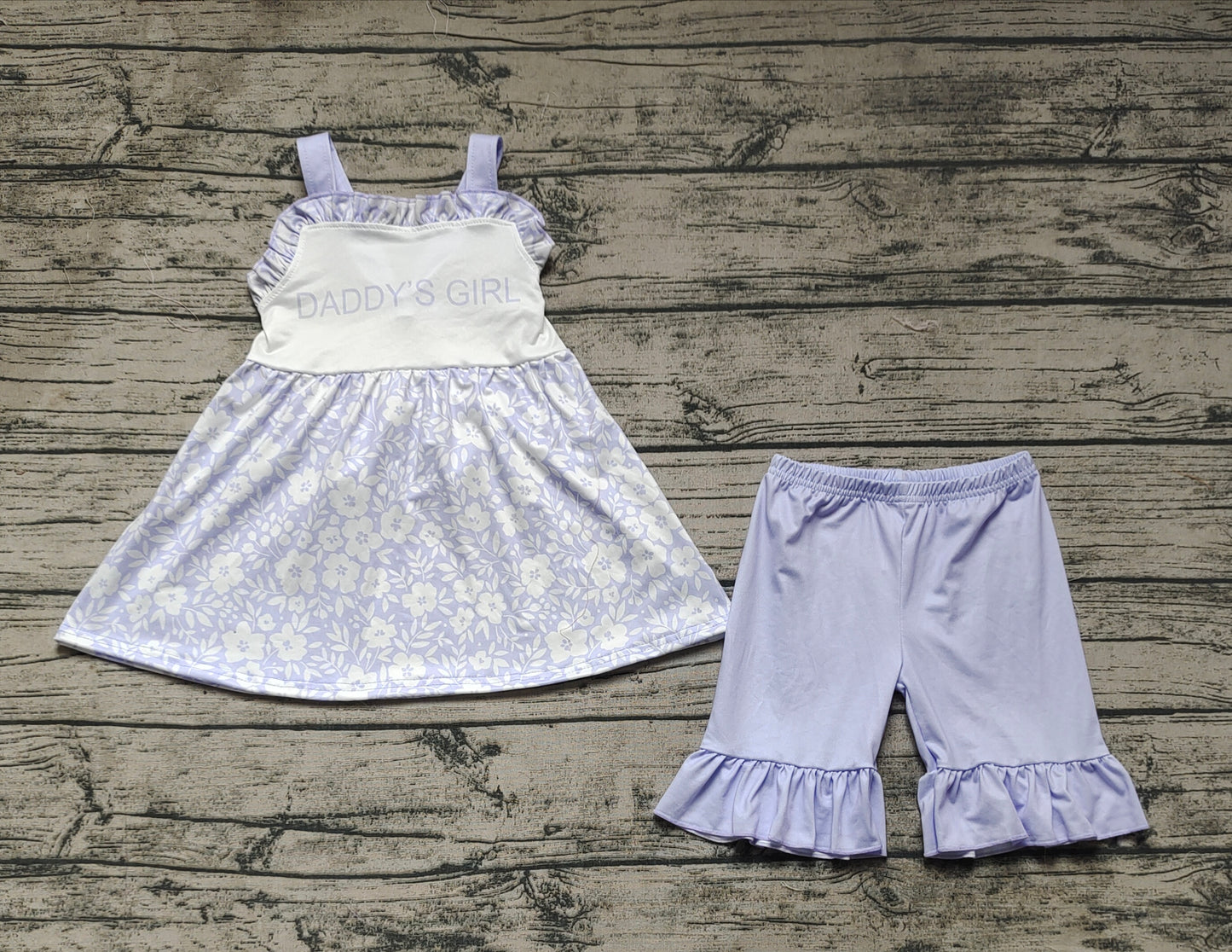 Baby Girls Daddy's Girl Straps Tunic Top Summer Ruffle Shorts Clothes Sets