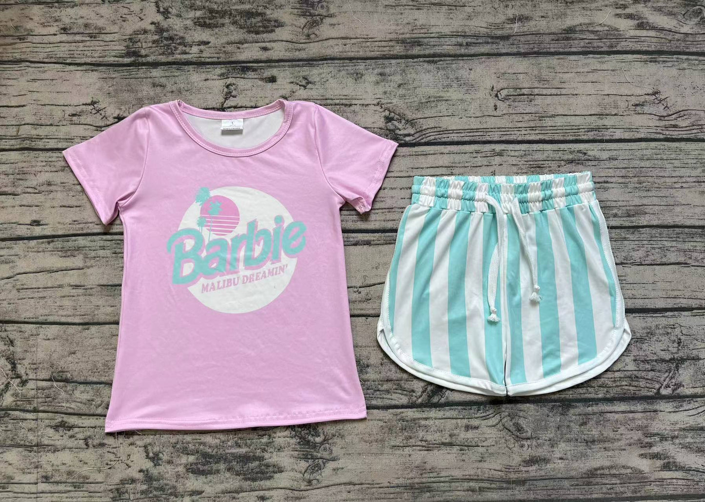 Baby Girls Doll Pink Shirt Top Stripes Shorts Clothes Sets