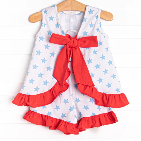 Baby Girls Stars Bows Tunic Ruffle Shorts Clothes Sets