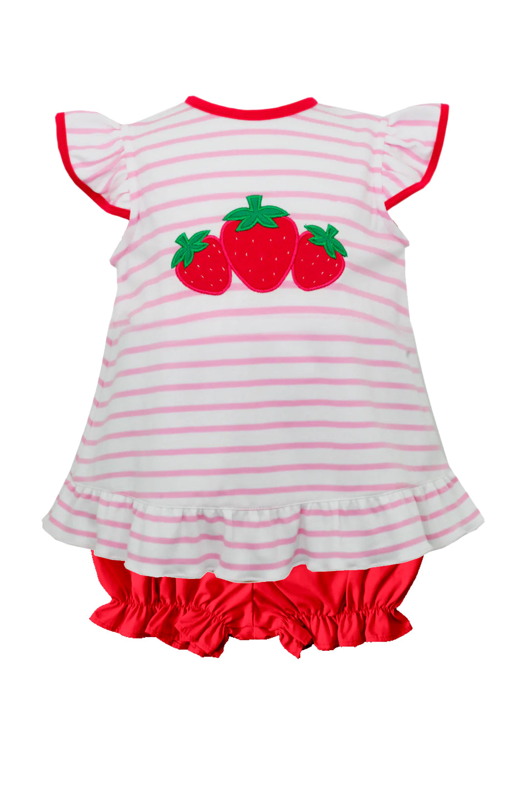 Baby Girls Pink Stripes Strabwerry Tunic Shorts Clothes Sets Preorder