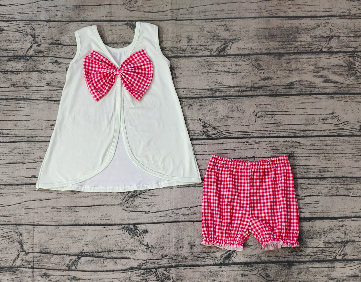 Baby Girls Bear Tiger Bow Tunic Elastic Shorts Clothes Sets