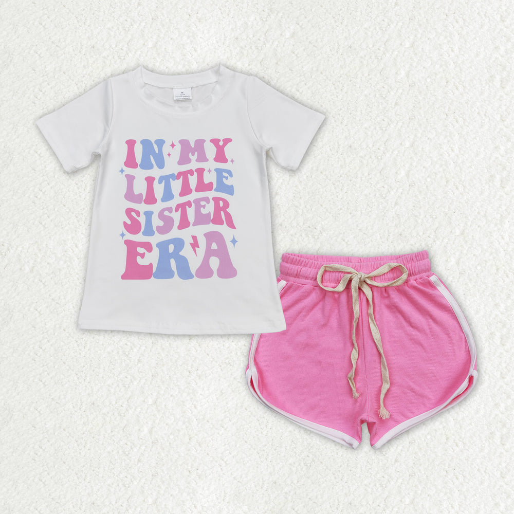 Baby Girls Little Sister Shirt Top Pink Sports Shorts Clothes Sets