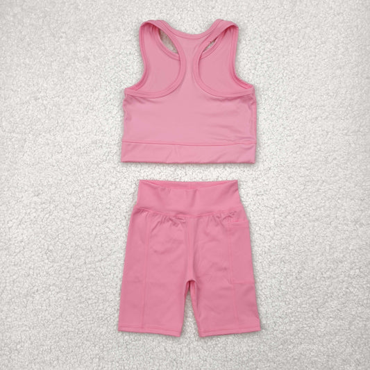 Baby Girls Pink Athletic Active Wear Top Shorts Clothes Sets