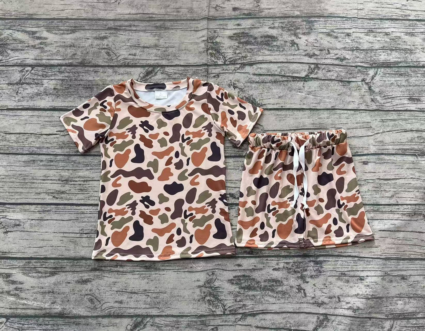 Baby Boys Khaki Camouflage Shirt Shorts Outfits Clothes Sets