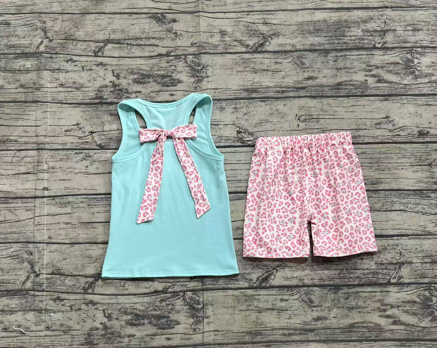Baby Girls Green Pocket Bow Vest Ruffle Shorts Clothes Sets