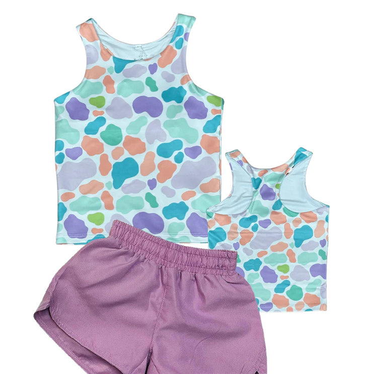Baby Girls Colorful Camo Vest Top Shorts Clothes Sets Preorder