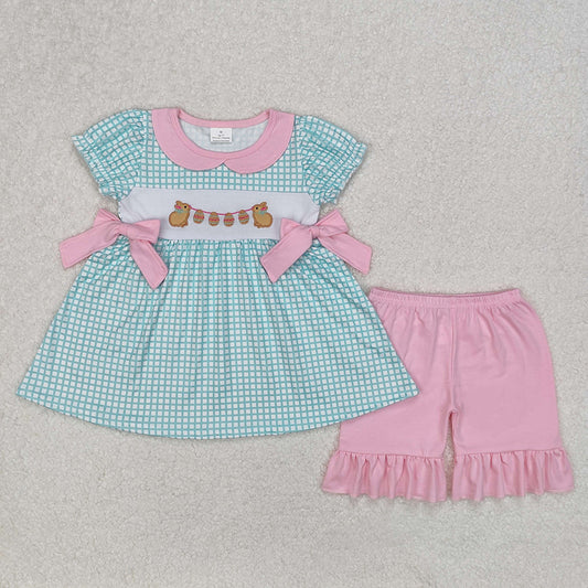 Sibling Embroidery Baby Girls Easter Rabbits Dresses Outfits Sets