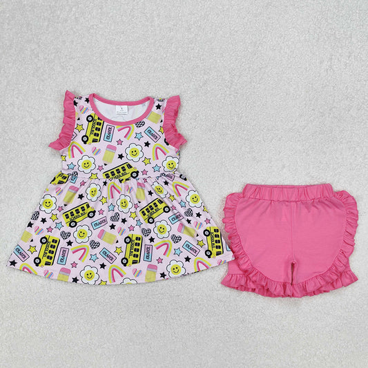 Sibling Baby Girls Bus Back To School Sets Dresses
