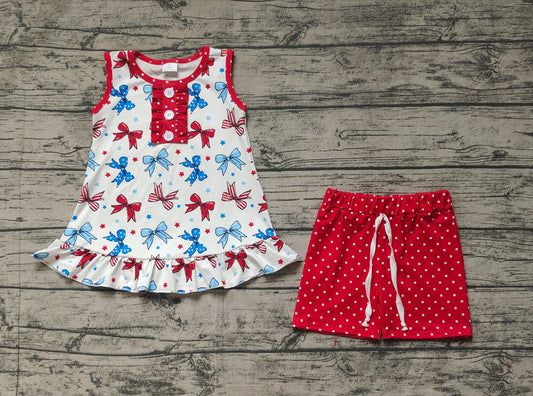 Baby Girls 4th Of July Bows Tunic Shorts Sets