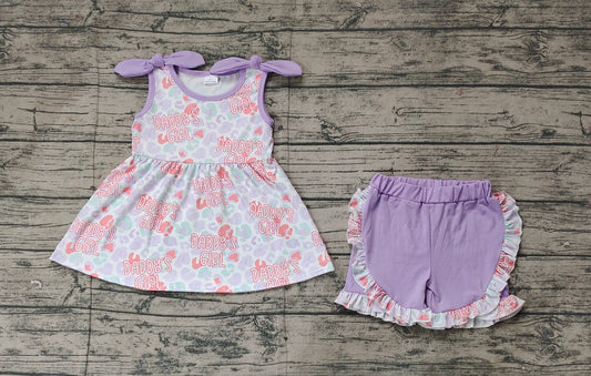 Baby Girls Lavender Daddy's Girl Leopard Tunic Ruffle Shorts Sets