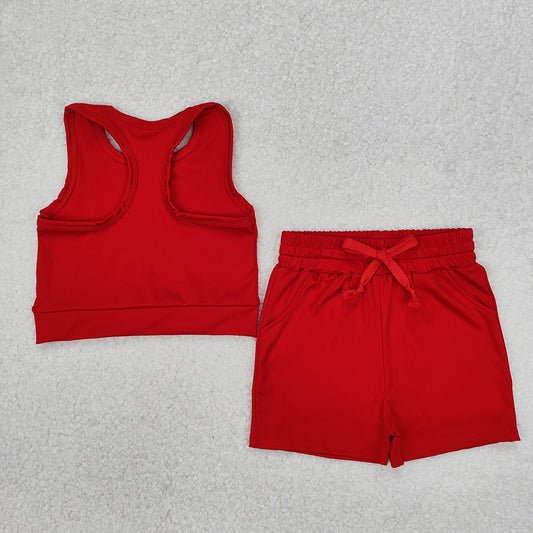 Baby Girls Red Vest Top Sports Shorts Clothes Sets