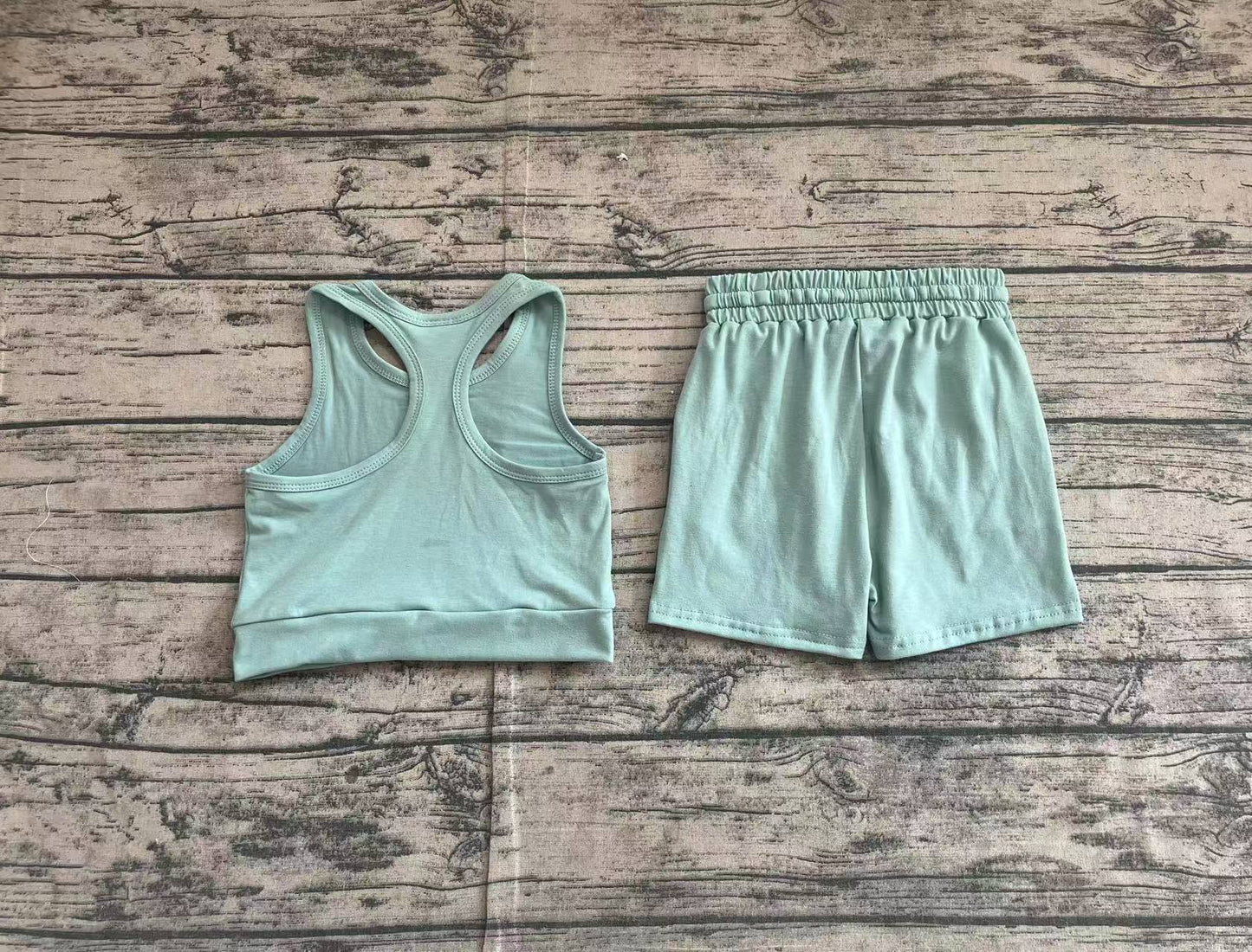 Baby Girls Green Vest Top Yoga Sports Shorts Clothes Sets