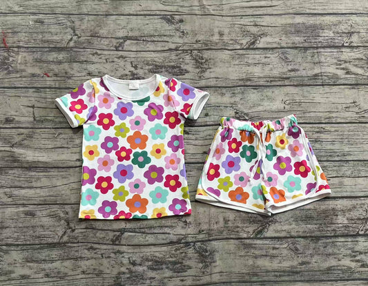 Baby Girls Colorful Flowers Top Shorts Clothes Sets