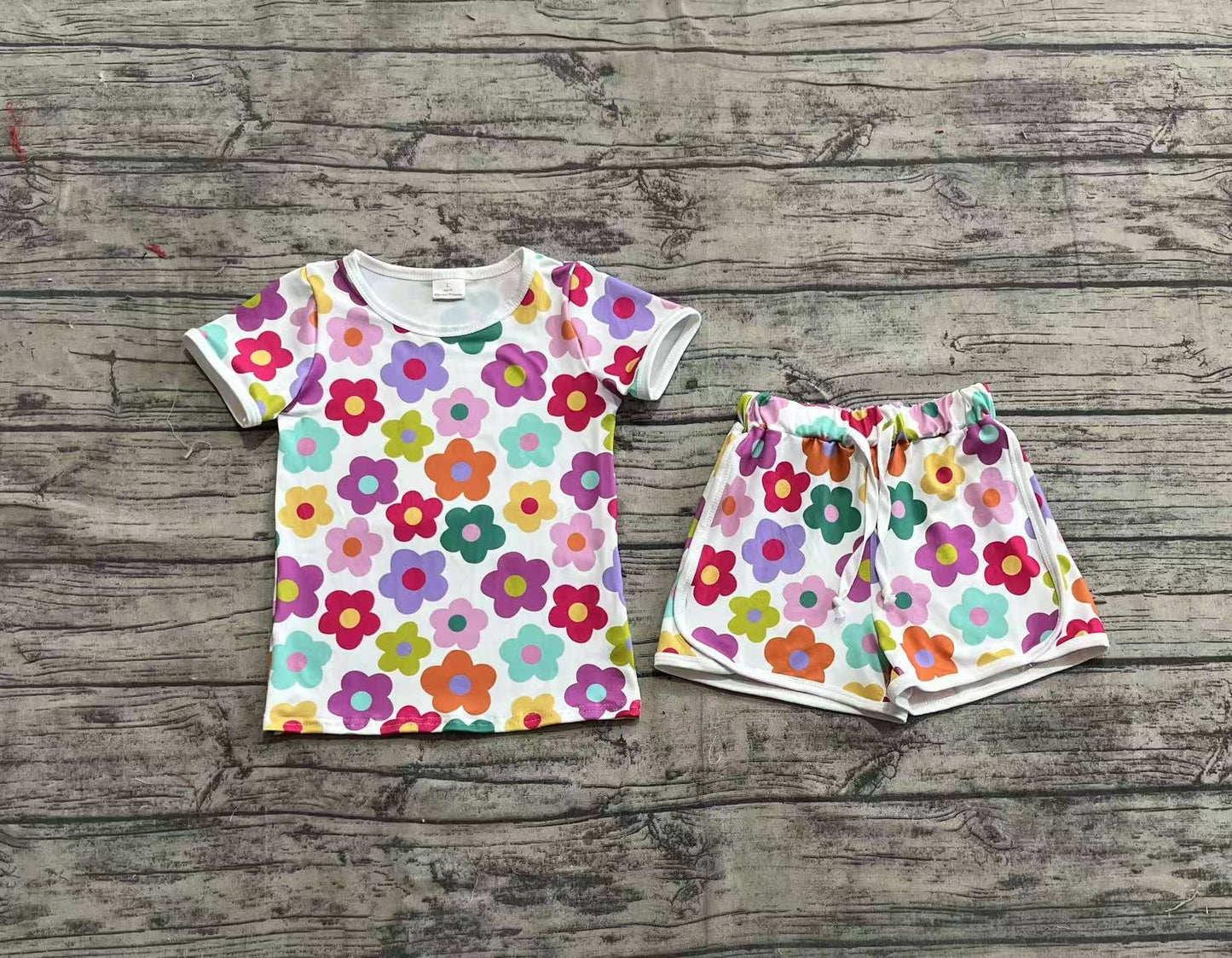 Baby Girls Colorful Flowers Top Shorts Clothes Sets