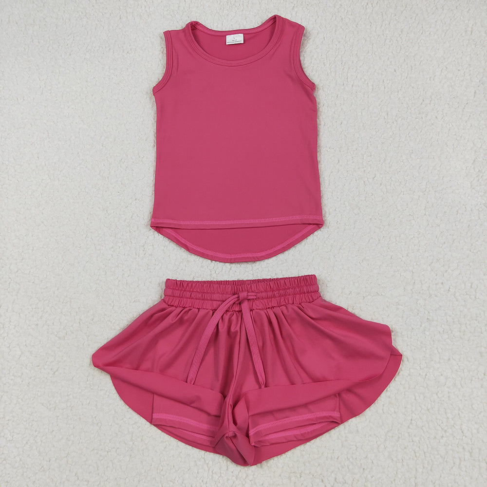 Baby Girls Yoga Hot Pink Sleeveless Top Skorts Sets