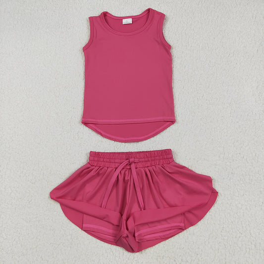 Baby Girls Yoga Hot Pink Sleeveless Top Skorts Sets