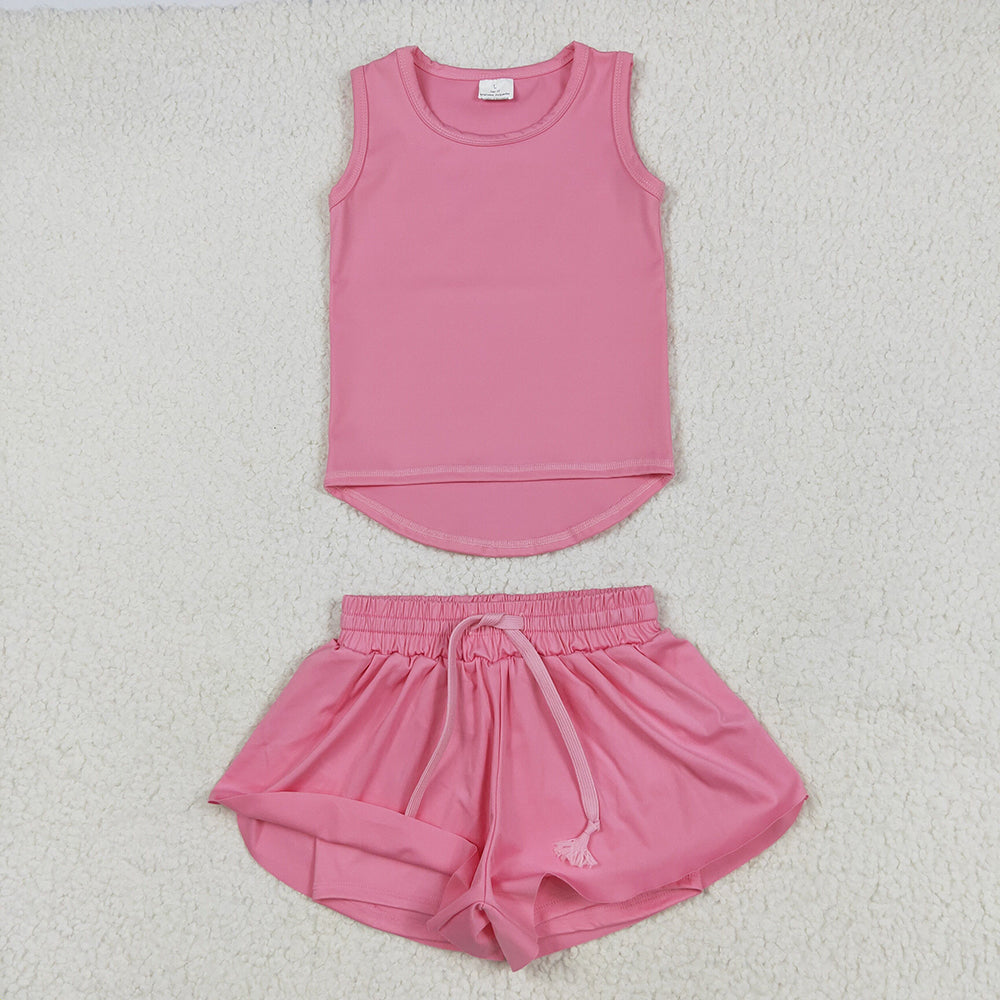 Baby Girls Pink Sleeveless Yoga Top Skorts Sets