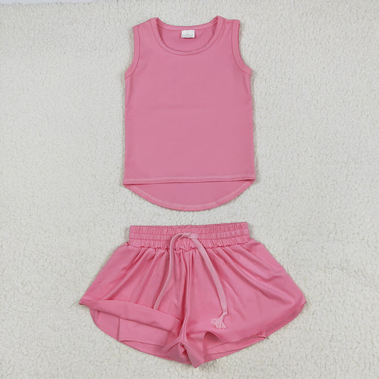 Baby Girls Pink Sleeveless Yoga Top Skorts Sets