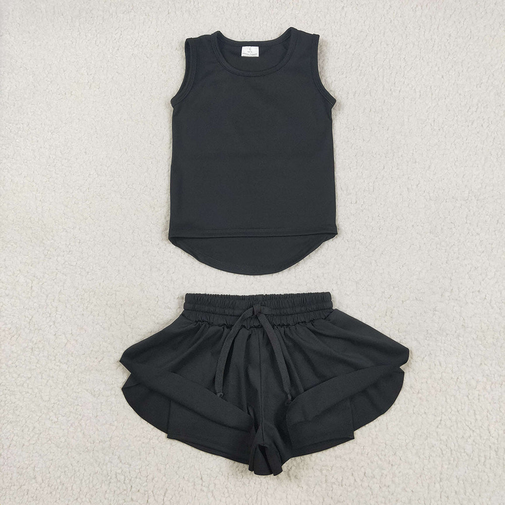 Baby Girls Black Sleeveless Top Skorts Sets