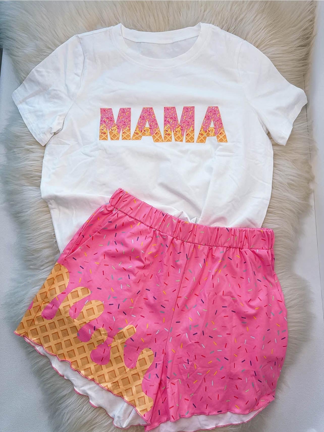 Adult Women MAMA Top Team Pockets Shorts Set Preorder