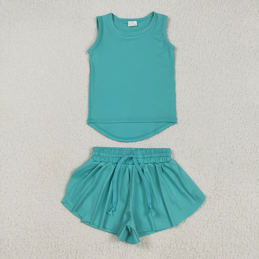 Baby Girls Aqua Sleeveless Top Skort Yoga Sets