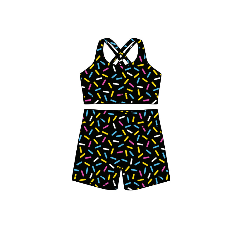 Adult Women Black Straps Team Vests Top Short Sets Preorder