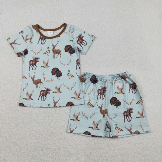 Sibling Baby Girls Short Sleeve Southern Hunting Camo Top Shorts Pajamas Sets