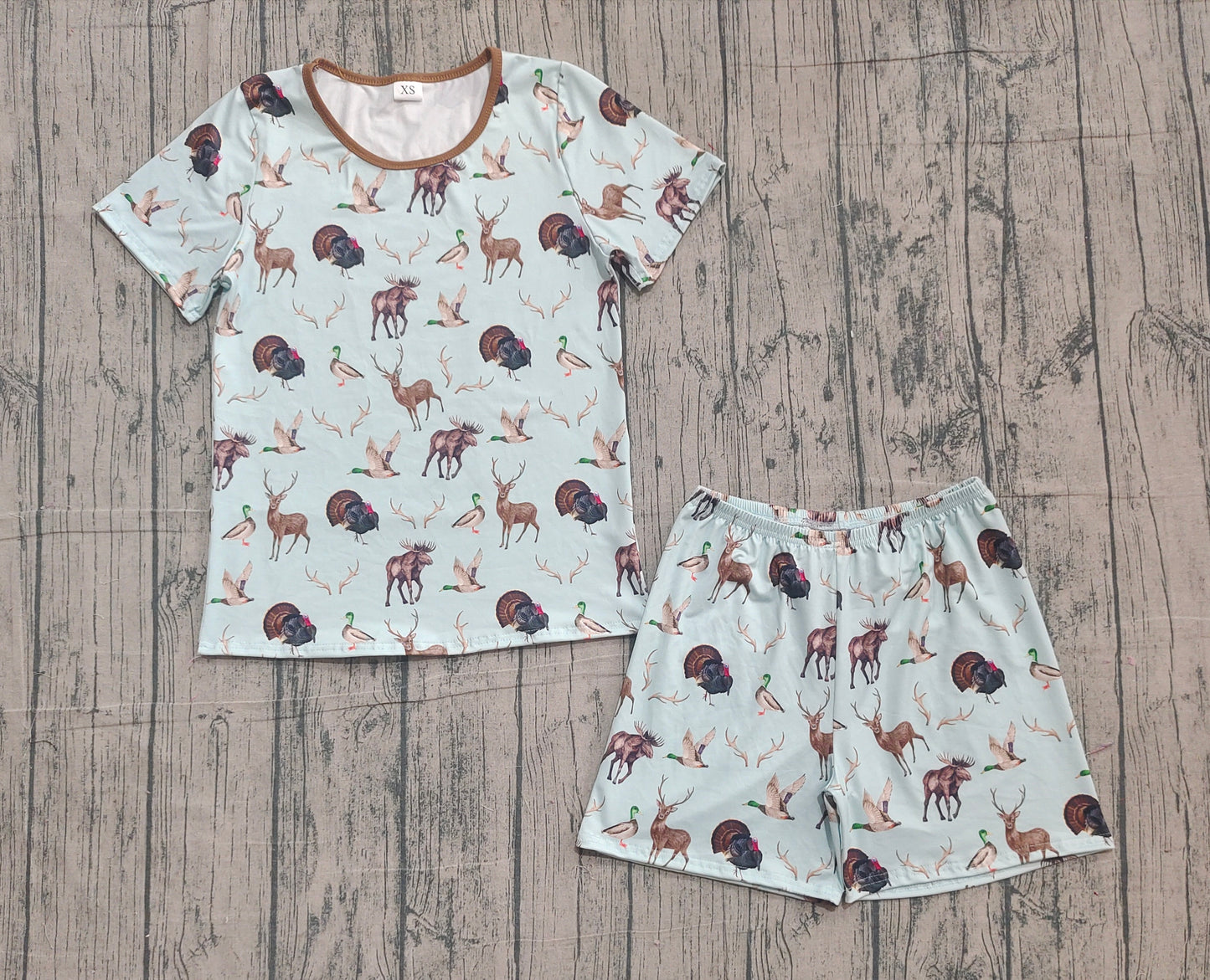 Adult Women Turkey Deer Ducks Top Shorts Hunting Pajamas Sets