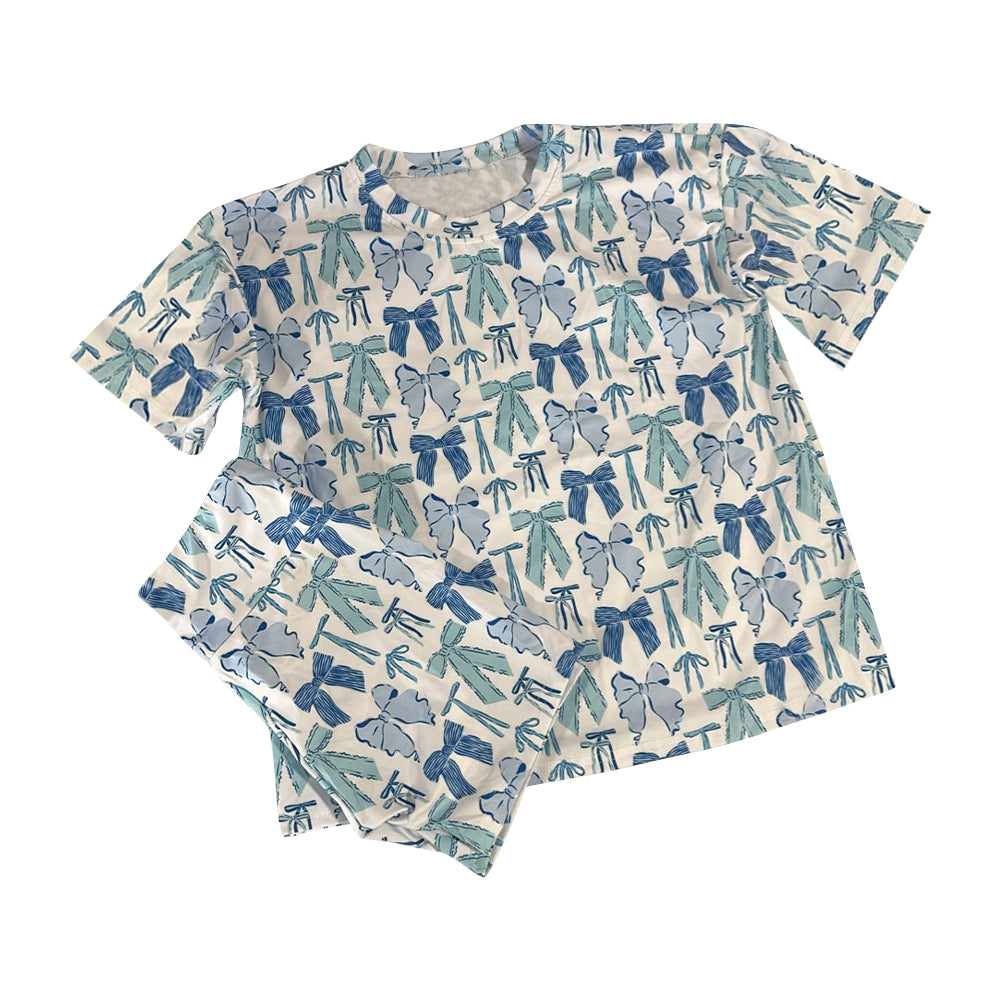 Baby Girls Blue Green Short Sleeve Top Shorts Valentine Pajamas Sets