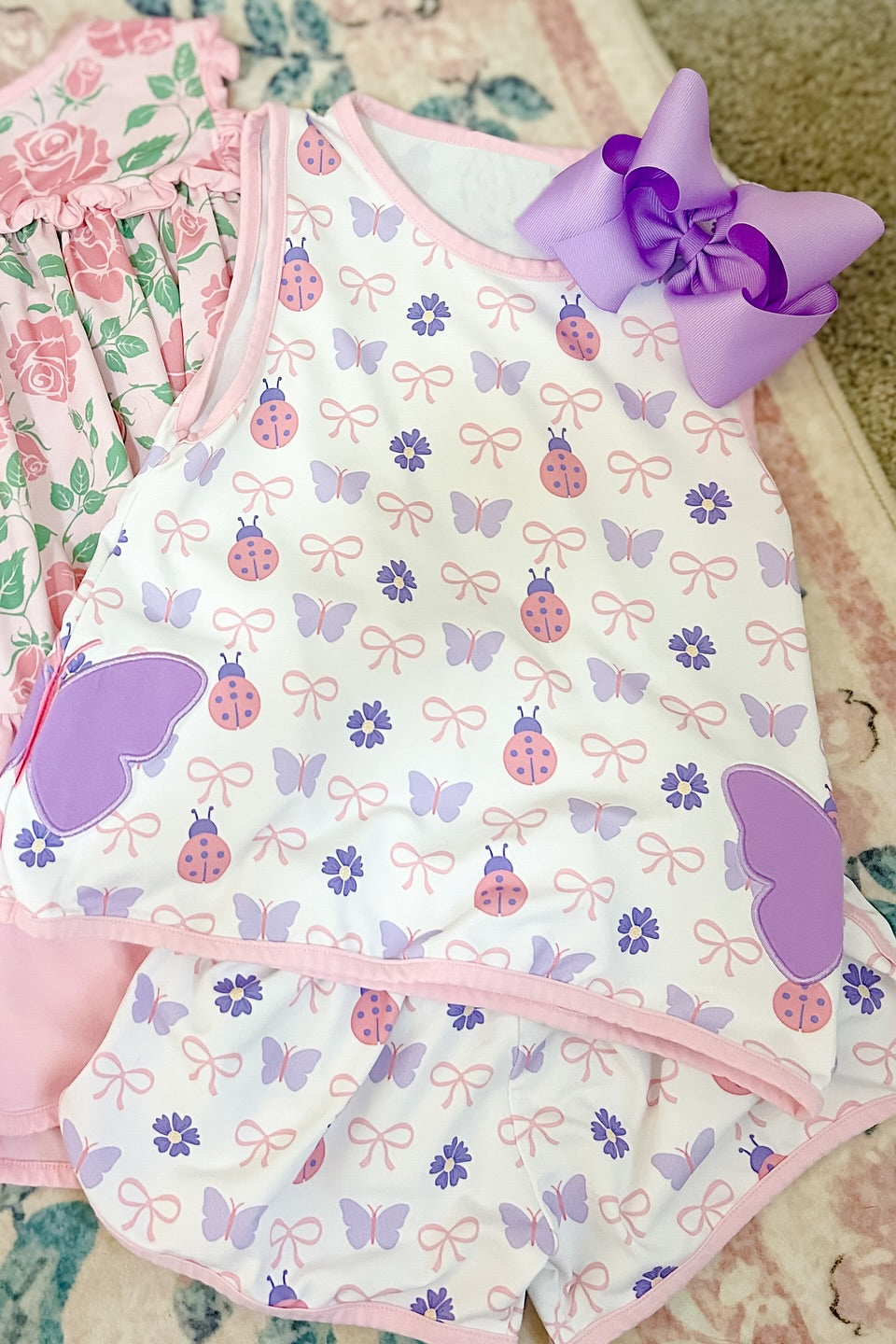 Baby Girls Flowers Bows Tunic Shorts Clothes Sets Preorder