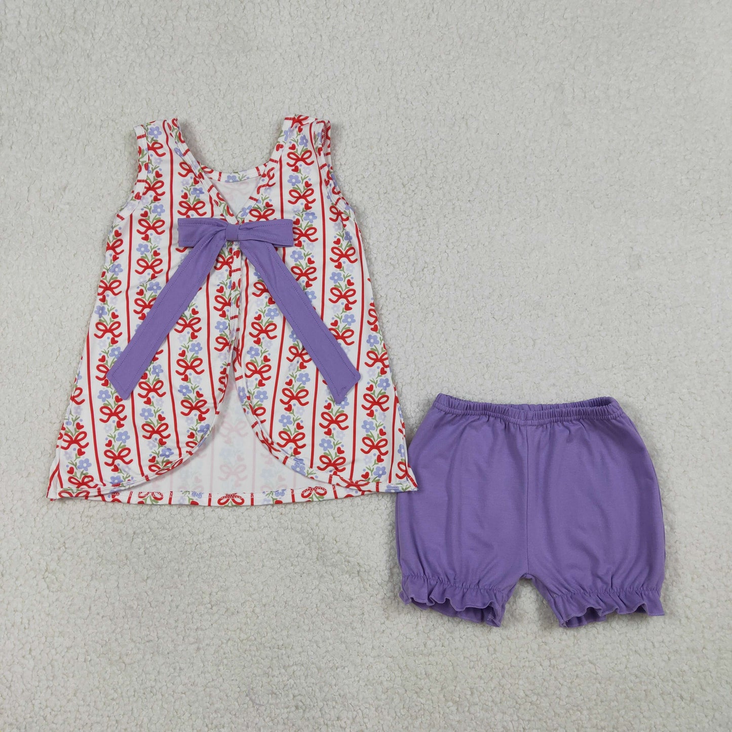 Sibling Baby Girls Colorful Flowers Beach Bows Tunic Ruffle Short Clothes Sets