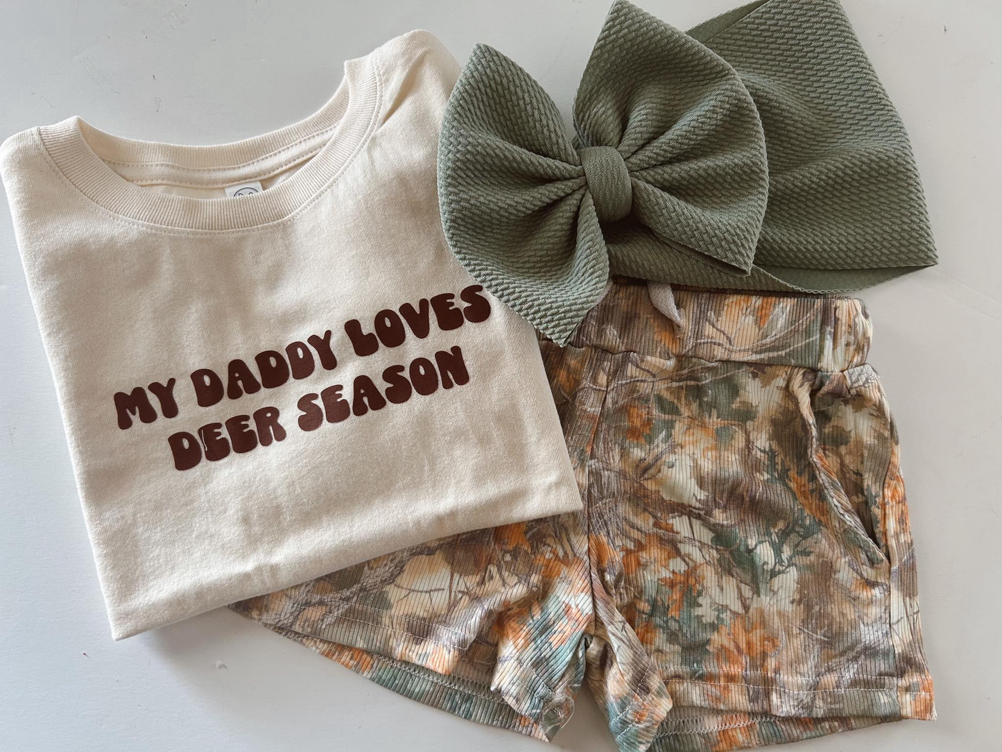 Baby Girls My Daddy Loves Top Pockets Shorts Clothes Sets Preorder