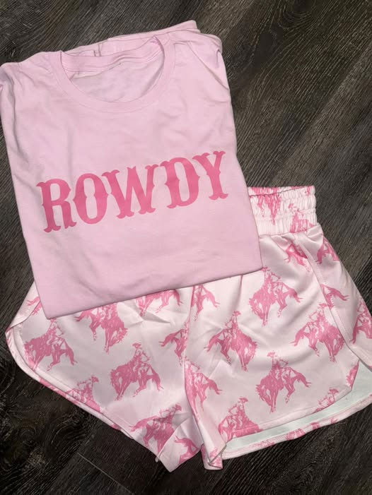 Baby Girls Pink Rowdy Top Horse Rodeos Short Western Clothes Sets Preorder