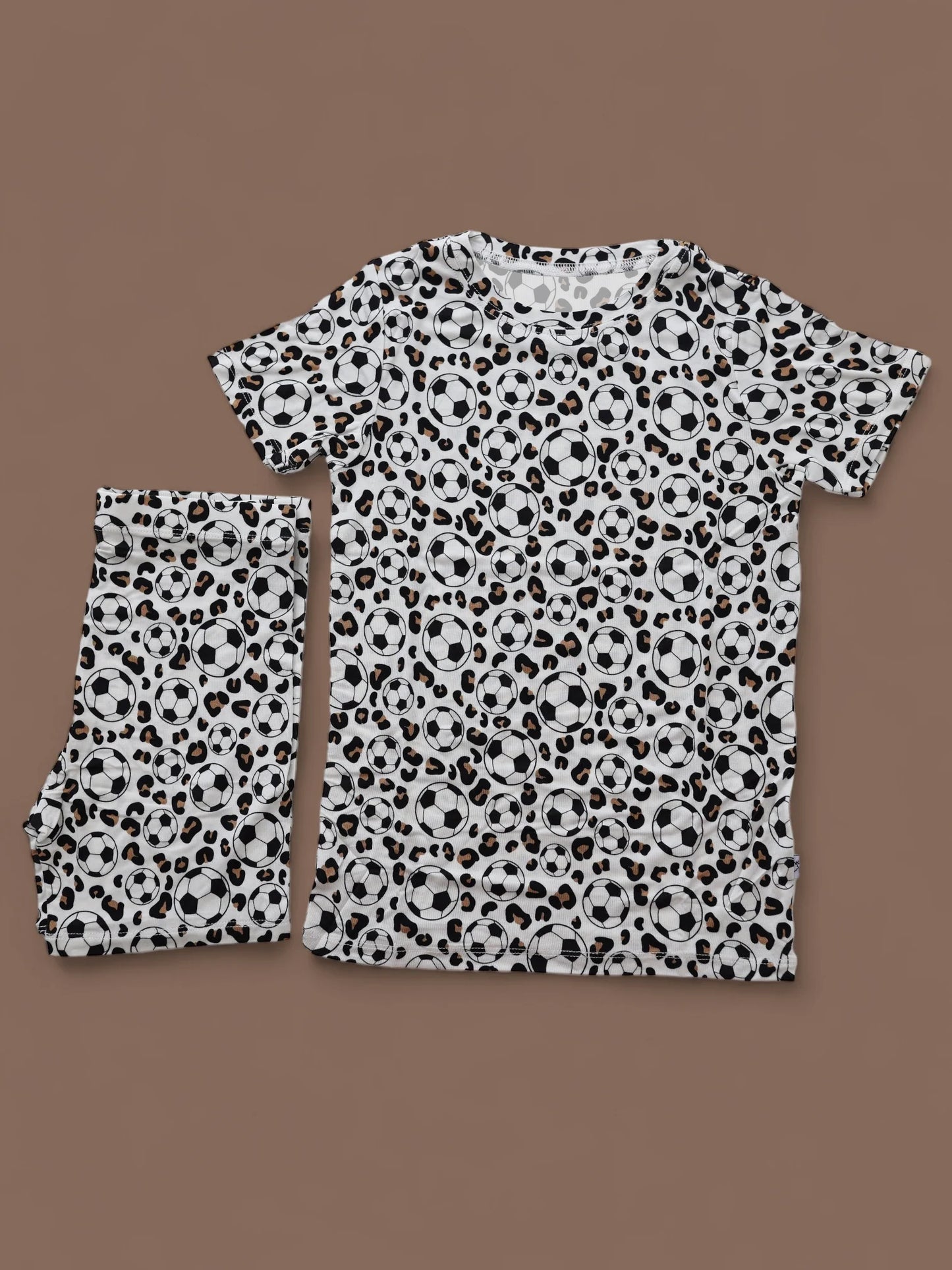 Baby Girls Footballs Leopard Top Shorts Team Pajamas Sets Preorder