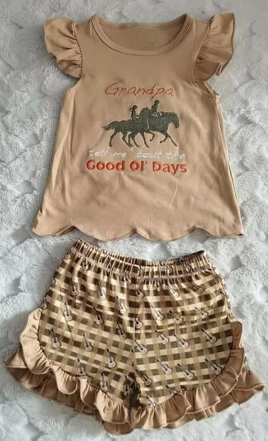 Baby Girls Horse Rodeos Tunic Ruffle Shorts Western Clothes Sets Preorder