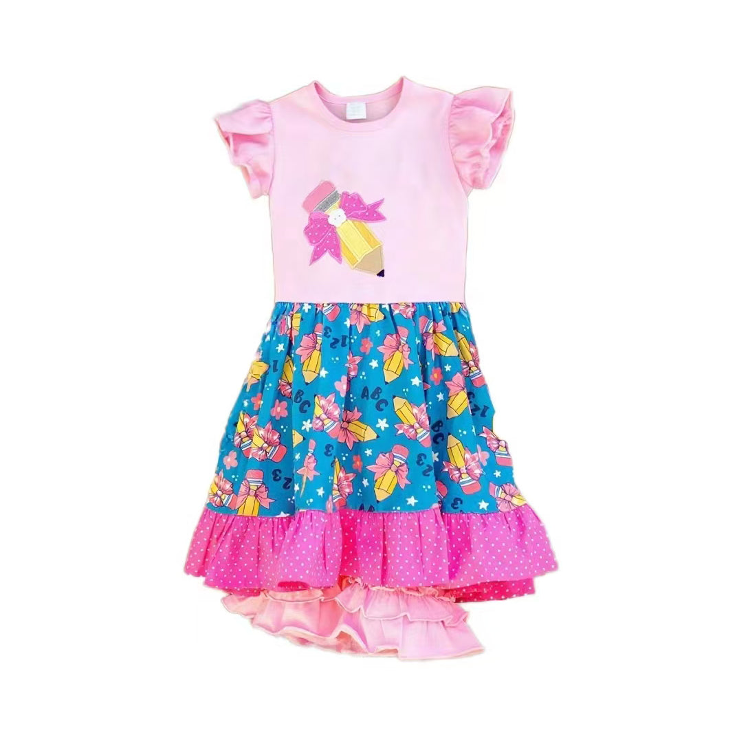Baby Girls Bows Pencils Tunic Ruffle Shorts Back to School Clothes Sets Preorder