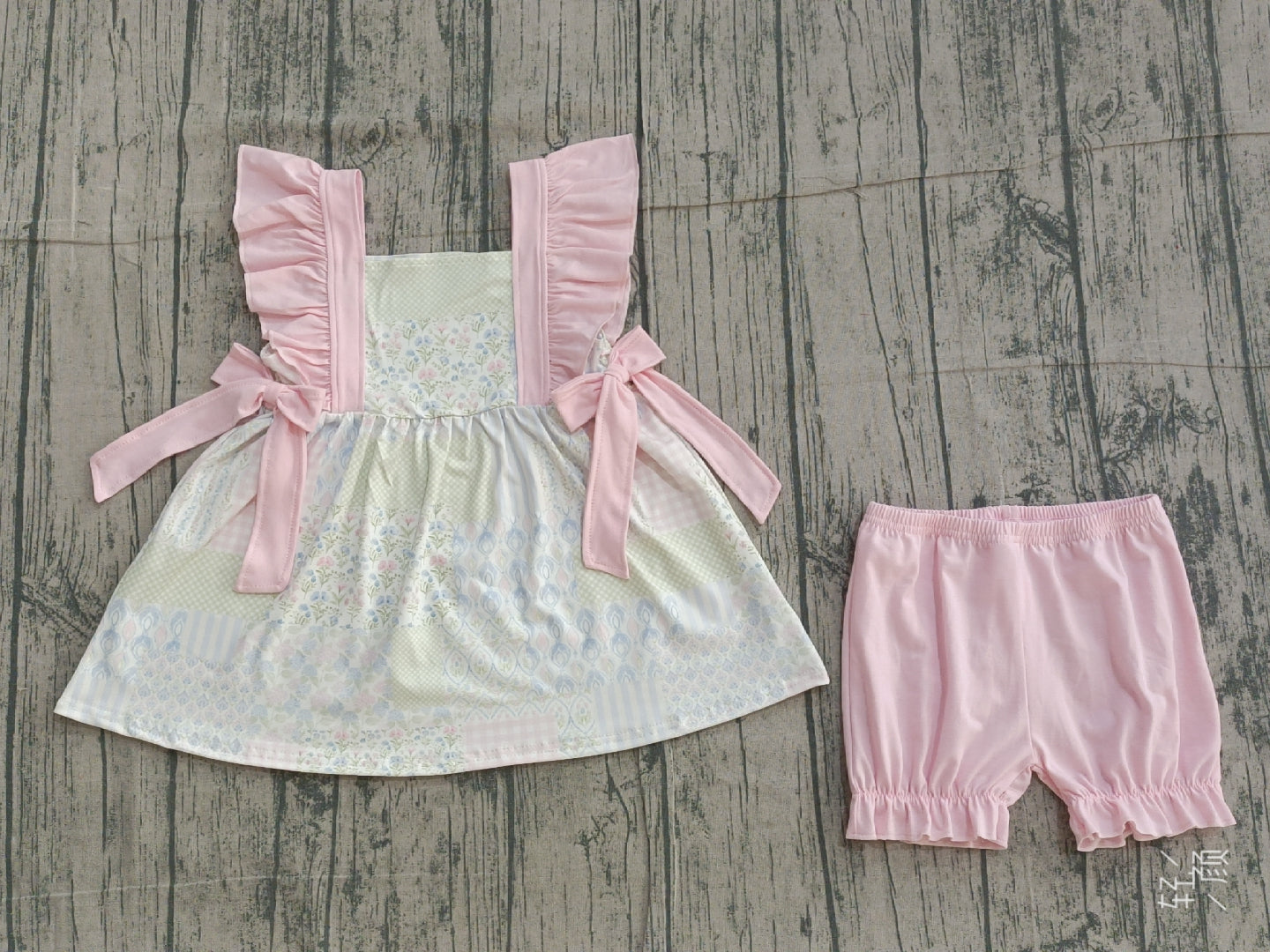 Baby Girls Bows Flowers Checked Tunic Ruffle Shorts Clothes Sets