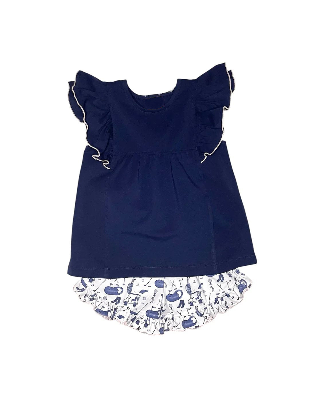 Baby Girls Navy Tunic Golf Trucks Ruffle Shorts Clothes Sets Preorder