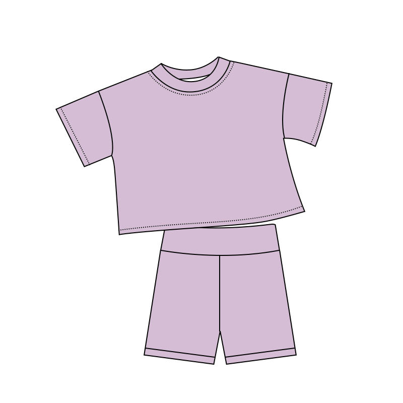 Baby Girls Lavender Short Sleeve Top Shorts Clothes Sets Preorder