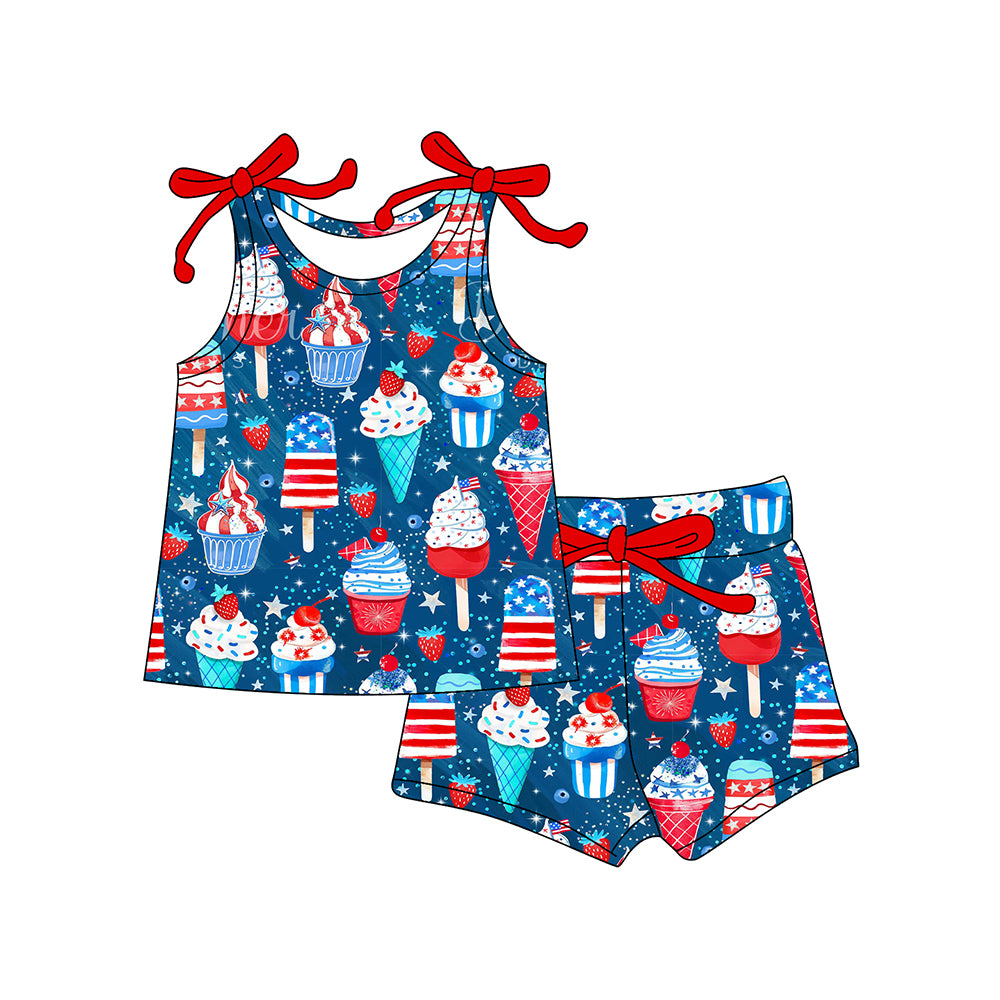 Baby Girls Popsicle Ice Cream Top Shorts 4th of July Clothes Sets Preorder