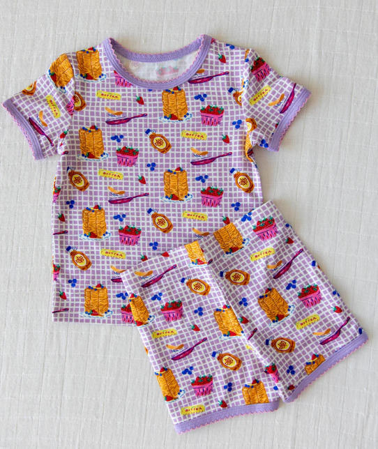 Baby Girls Strawberry Blueberry Checked Top Shorts Pajamas Set Preorder