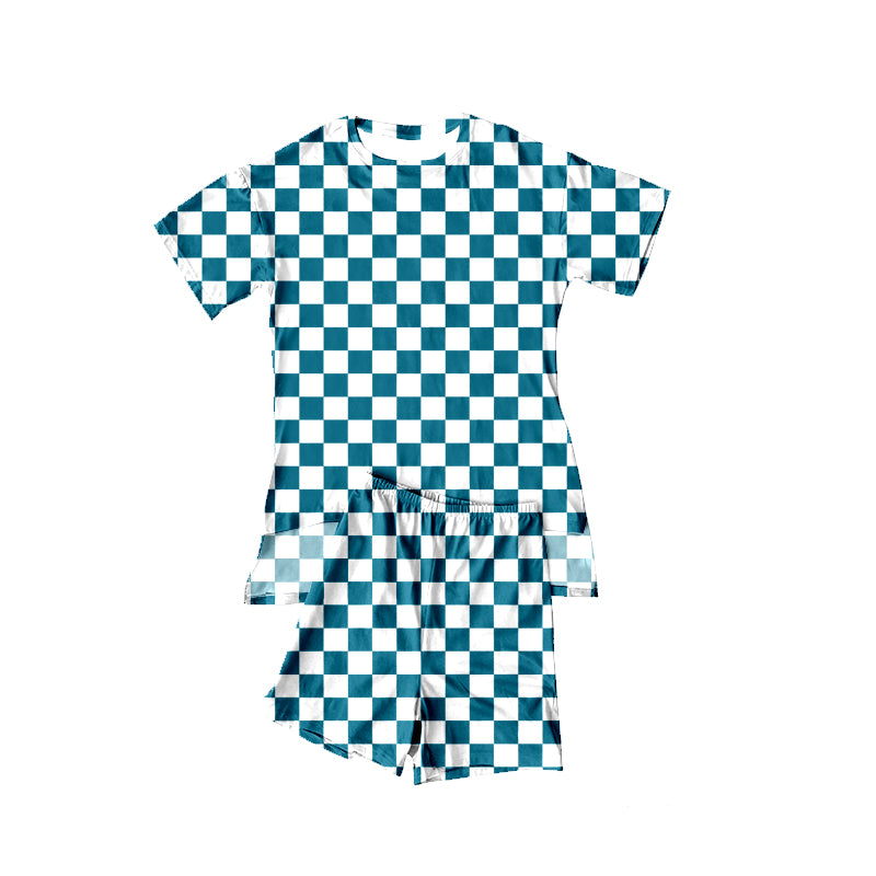 Baby Girls Green Checked Ruffle Top Short Pajamas Sets Preorder