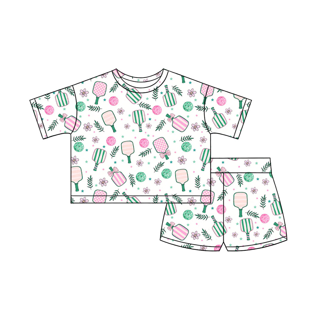 Baby Girls Flowers Tennis Top Shorts Team Clothes Sets Preorder