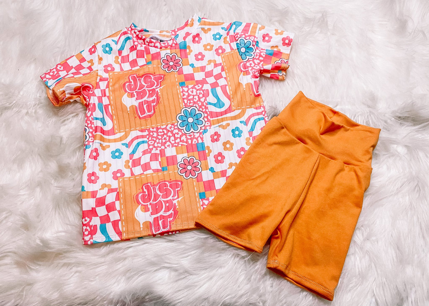 Baby Girls Flowers Leopard Checked Top Shorts Clothes Sets Preorder